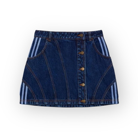 VHTF: new adidas originals x Ivy Park ᯾ Beyoncé Denim Mini Skirt ᯾ Dark Stripe M - Picture 4 of 17